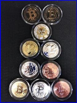 10 Cryptocurrency Commemorative Coins Like Bitcoin Gold Plated Rose Gold Silver