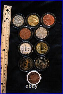 10 Cryptocurrency Commemorative Coins Like Bitcoin Gold Plated Rose Gold Silver