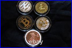 10 Cryptocurrency Commemorative Coins Like Bitcoin Gold Plated Rose Gold Silver
