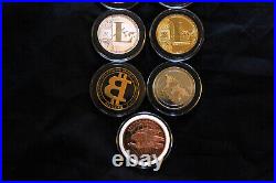 10 Cryptocurrency Commemorative Coins Like Bitcoin Gold Plated Rose Gold Silver