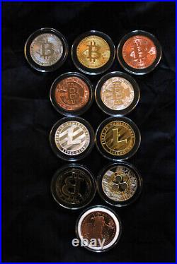 10 Cryptocurrency Commemorative Coins Like Bitcoin Gold Plated Rose Gold Silver