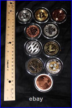 10 Cryptocurrency Commemorative Coins Like Bitcoin Gold Plated Rose Gold Silver