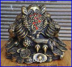 10 chinese fengshui brass money coin ingot yuanbao golden toad bufo frog statue