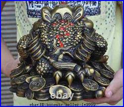 10 chinese fengshui brass money coin ingot yuanbao golden toad bufo frog statue