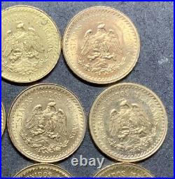 (11) 1945 Mexico Gold 2.5 Pesos Coin. 9000 Gold. 0603 AGW 11 Coin Collection Lot