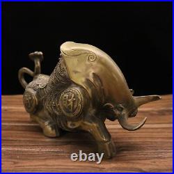 11.4 Collection Chinese Bronze Animal Ox Money Drawing Gold Coin Statue