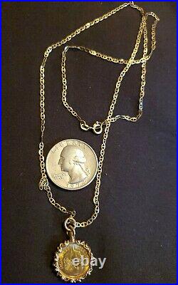 14K Yellow Gold Necklace 20 inches and 24K Collectible Coin Pendant