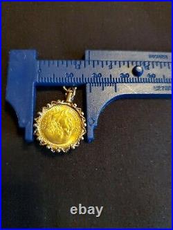 14K Yellow Gold Necklace 20 inches and 24K Collectible Coin Pendant