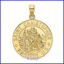 14k Yellow Gold Polished Saint Christopher Coin Pendant