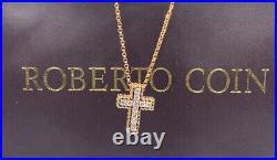 $1550 Roberto coin Princess Collection Yellow Gold Diamond Cross 0.15ct Necklace