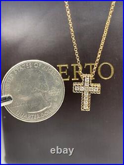 $1550 Roberto coin Princess Collection Yellow Gold Diamond Cross 0.15ct Necklace