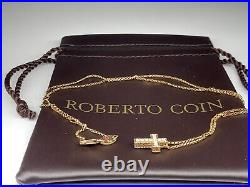 $1550 Roberto coin Princess Collection Yellow Gold Diamond Cross 0.15ct Necklace