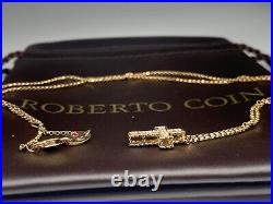 $1550 Roberto coin Princess Collection Yellow Gold Diamond Cross 0.15ct Necklace