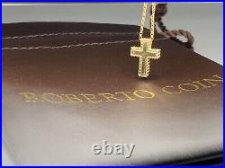 $1550 Roberto coin Princess Collection Yellow Gold Diamond Cross 0.15ct Necklace