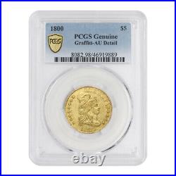 1800 $5 Gold Draped Bust PCGS AU Details Graffiti Collectible Half Eagle coin