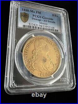 1800 Mo FM Mexico 8 Escudos ANTIQUE GOLD COLLECTIBLE COIN AU DETAILS! PCGS