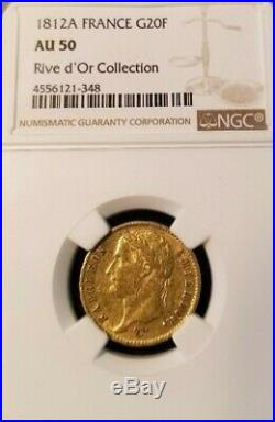 1812 A France Gold 20 Francs Rive D'or Collection Ngc Au 50