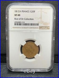 1812-a France 20 Francs 90% Gold Napoleon Collectible Coin Ngc Xf40 Graded