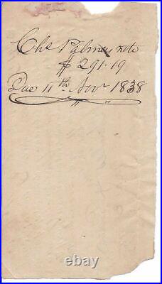 1838 Mormon Liberty Mo Promissory Note Document Pay in Gold Coin