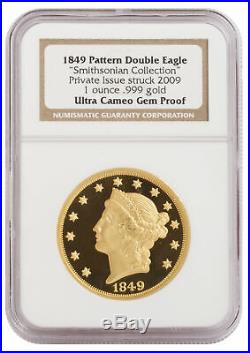 1849 Pattern Double Eagle Smithsonian Collection Private Issue 2009 Gem PF NGC