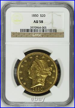 1850 NGC AU58 $14,000 PCGS Price Guide 1st Collectible Year! $20 Double Eagle
