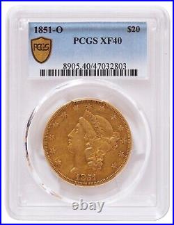 1851-O $20 US Liberty Gold Coin PCGS Encapsulated XF 40