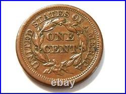 1854 AU Braided Hair Liberty Head Large Cent, Nice Higher Grade Coin to collect