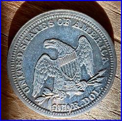 1858 Antique Seated Liberty 90% Silver Quarter 25c Collectible Coin CHOICE AU+
