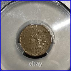 1866 CAC AU DETAILS Damaged reverse Copper Indian Head Cent Coin Collection