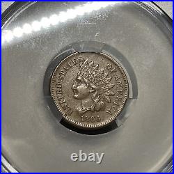 1866 CAC AU DETAILS Damaged reverse Copper Indian Head Cent Coin Collection