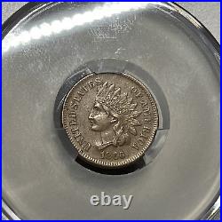 1866 CAC AU DETAILS Damaged reverse Copper Indian Head Cent Coin Collection