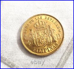 1868 Isabela II Spain Philippines 4-peso gold coin-rare collectible