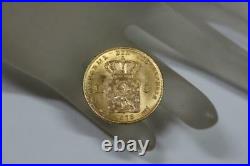1876 NETHERLANDS King William III Gold 10 Gulden Rare Antique Collectible Coin