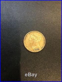 1880 $5 Liberty Half Eagle Five Dollar Gold Us Collectible Coin