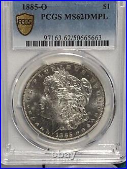 1885 O Morgan Silver Dollar Pcgs Ms62 Dmpl Gold Shield- Stunning, Collection