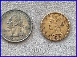 1887-S $5.00 Dollar Liberty Head 90% Gold Coin Five Dollar Coin Collectible