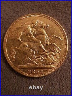 1892 Gold Sovereign Victoria Jubilee Head From Coin Collection Stored in Tissue