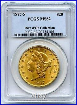 1897-S Twenty Dollar Gold Coin PCGS MS 62 Rive d'Or Collection