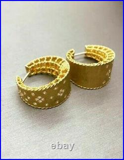 18K Roberto Coin Diamond Hoop Earrings Princess Collection