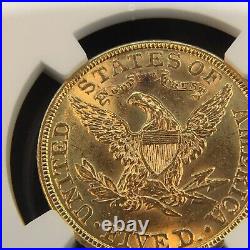 1901 Liberty Head Half Eagle $5 Gold Ngc Ms62 Brilliant And Collectible Coin