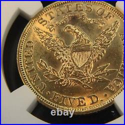 1901 Liberty Head Half Eagle $5 Gold Ngc Ms62 Brilliant And Collectible Coin