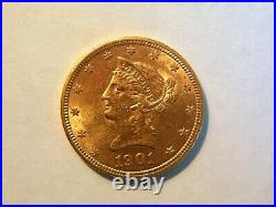 1901-P BU Coronet Head Gold $10 Eagle, Nice High Grade Vintage Coin to collect