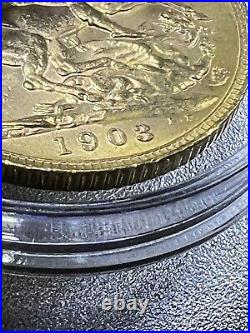 1903 Antique British Gold Sovereign Collectible Coin Edward VII London Mint