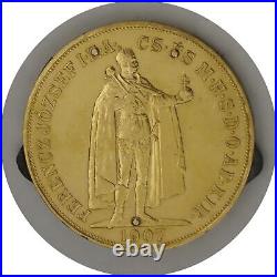 1907 100 Corona Hungary Franz Joseph I. 900 Fine Gold Coin Steel Pocket Knife