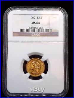 1907 P $2.5 Liberty Head Quarter Eagle NGC MS64 East Coast Coin & Collectables