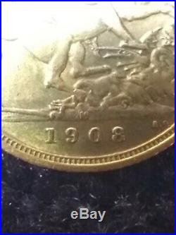 1908-M Edward VII London Mint Gold Sovereign Collectible Coin
