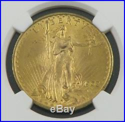 1908 Saint-Gaudens $20 Gold Double Eagle (No Motto) Coin NGC MS64
