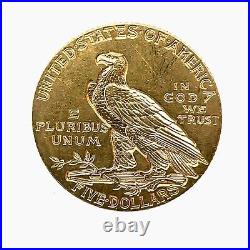1909 $5 Indian Head Half Eagle Pre 1933 U. S. Gold Coin Collection
