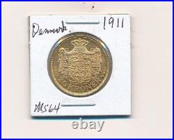 1911 Gold Denmark Coin rare coins collectibles 900 gold 8.96 gram graded 64