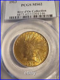 1913 $10 INDIAN GOLD COIN RIVE d'Or COLLECTION LOW MINTAGE GEM